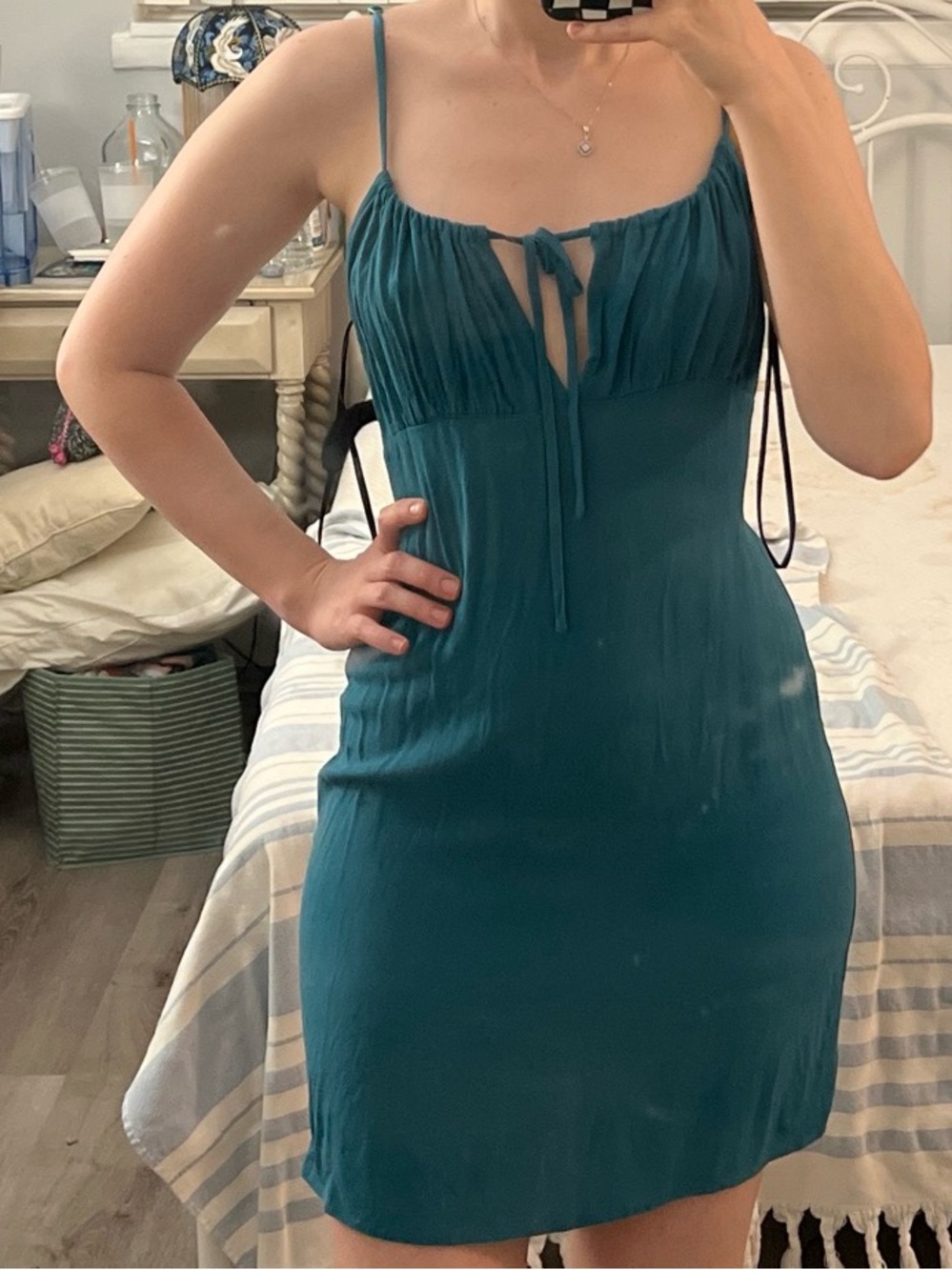 Forever 21 Teal Spaghetti-Strap Mini Dress